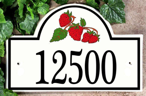 Strawberries House Number Plaque