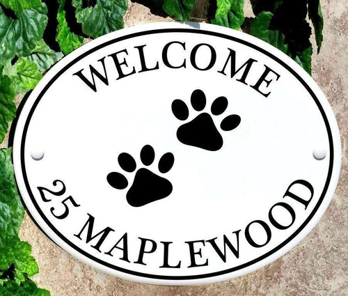 Paw Prints Custom Address Plaque