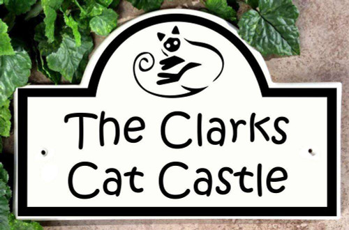Ceramic House Number Plaque with Siamese Cat