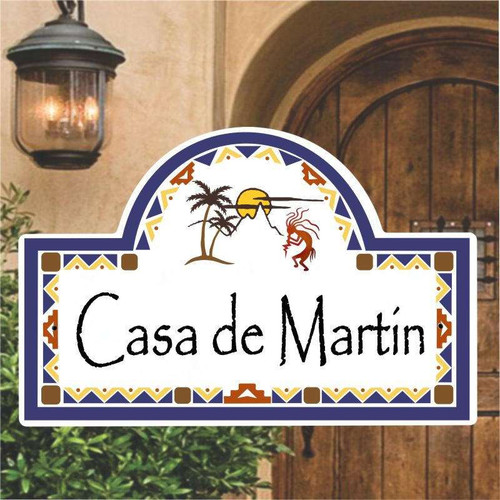 Kokopelli Blue Address House Plaques