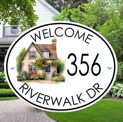 Cozy Cottage Address House Plaque