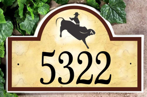 Bull Rider Address and House Number Plaque