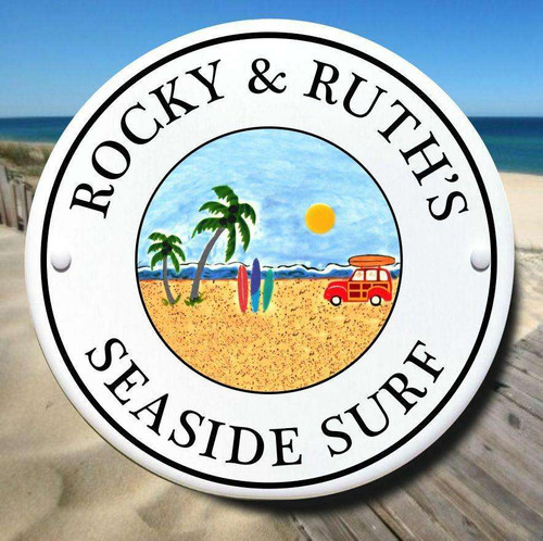 Beach Woody Round House Address Plaque