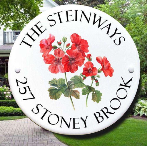 Geraniums Personalized Family House Plaque