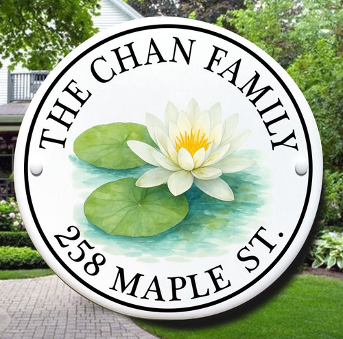 Ceramic Porcelain Address Plaques Water Lily Cottage House Signs