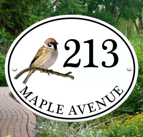 Sparrow Bird House Address Plaques