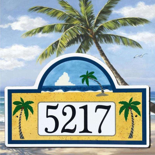 Tropical Beach House Number Plaque
