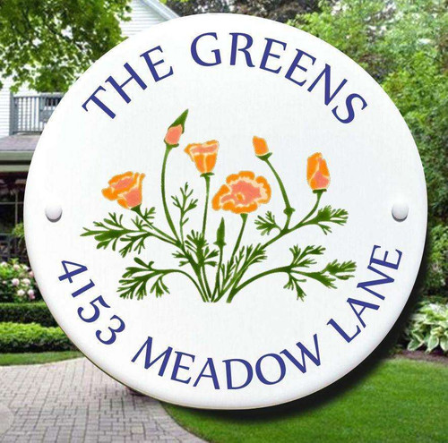 Poppies Flower Address Plaque - Decorative