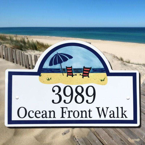 Beach Umbrella House Number Plaque