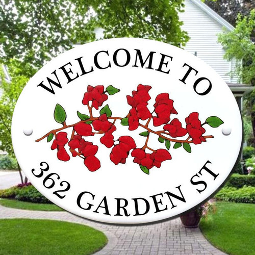 Ceramic Porcelain Address Plaques Bougainvillea Address Plaque