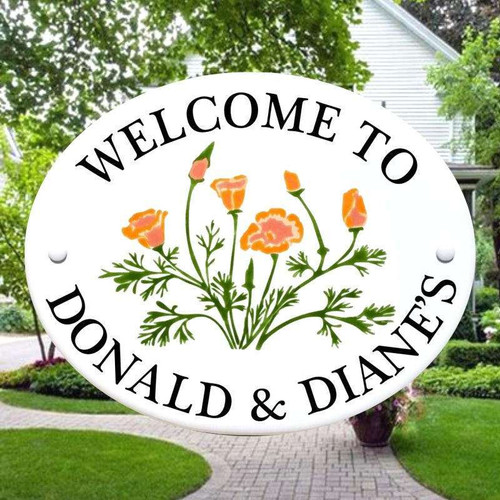 California Poppies Oval Address Signs