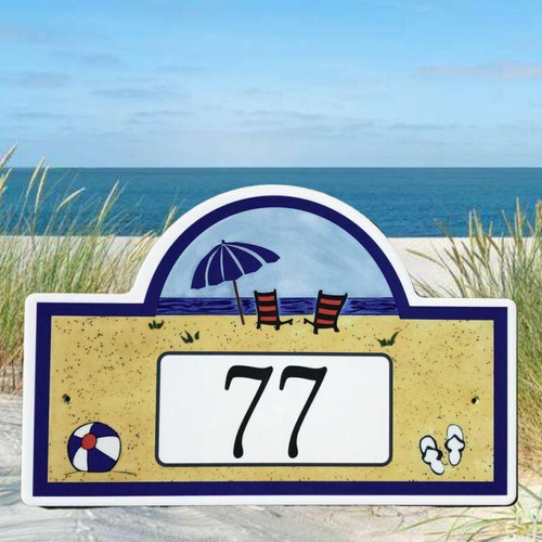 Ceramic Porcelain Address Plaques Day at the Beach Address Plaque