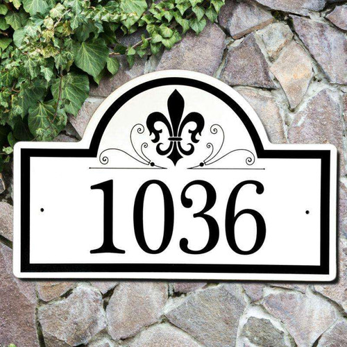 Fleur de lis House Number Sign