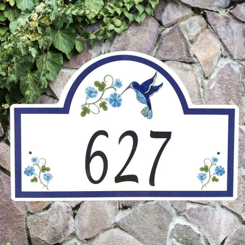 Hummingbird with Morning Glory Address Plaque