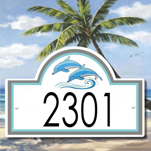 Ceramic Porcelain Address Plaques Dolphins Beach House Plaque - Ceramic