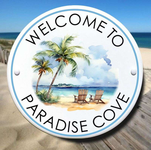 Beach House Plaque with Palm Trees