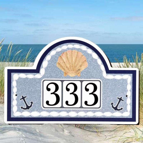 Seashell House Number Plaque - Ceramic