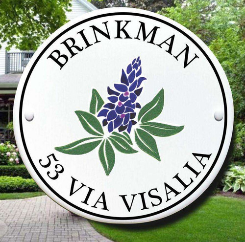 Blue Bonnet Floral House Plaque