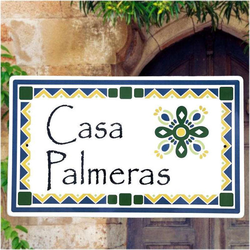 Talavera Green House Number Tile