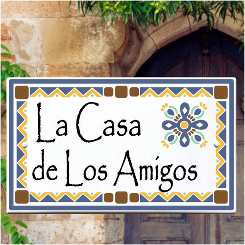 Ceramic Porcelain Address Plaques Talavera Blue 2 Line House Plaque – Porcelain