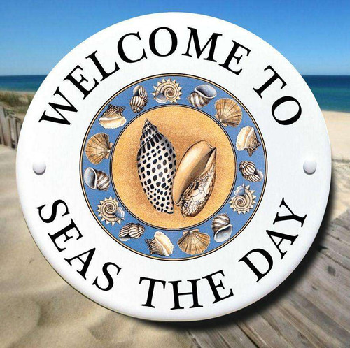 Beach House Welcome Sign with Seashells