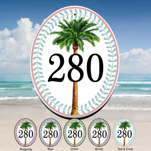 Ceramic Porcelain Address Plaques Palm Tree House Number Plaque