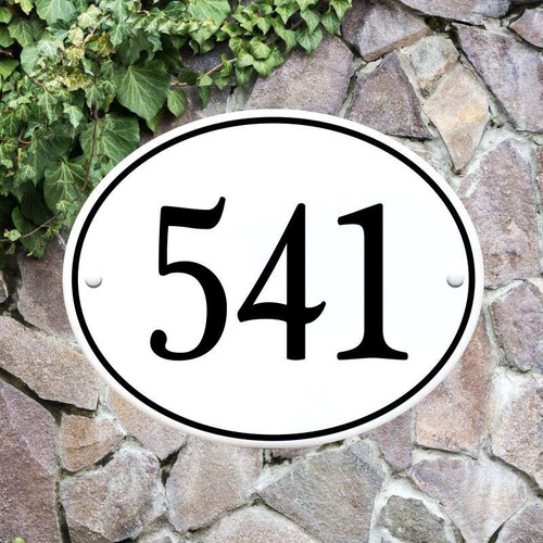 Oval House Number Plaque - Thin Border