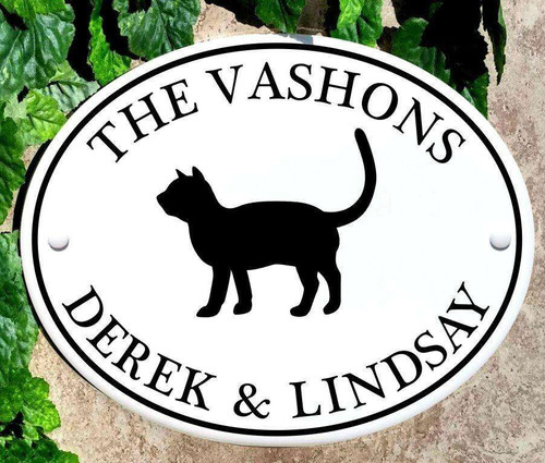 Family Name Plaque with Cat Silhouette