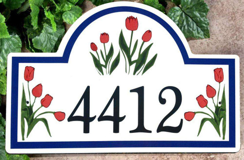 Tulip Flowers Address Sign House Plaque