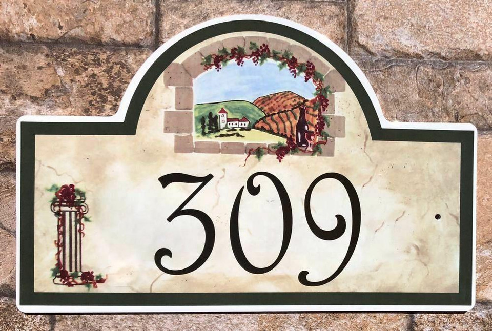 Tuscan Villa Address Plaque Porcelain House Number Plaques
