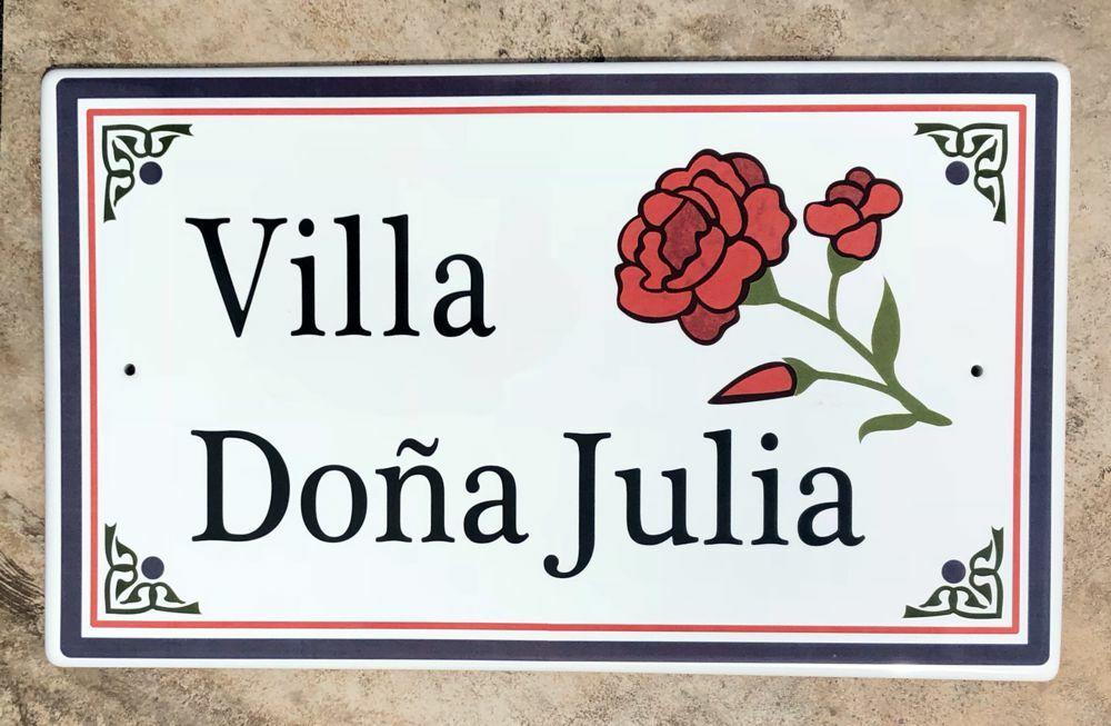 Spanish Rose Address Plaque Porcelain House Plaques Classy Plaques