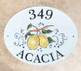 Address Plaque with Lemons of Italy