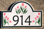 Tulip Flowers Address Sign House Plaque