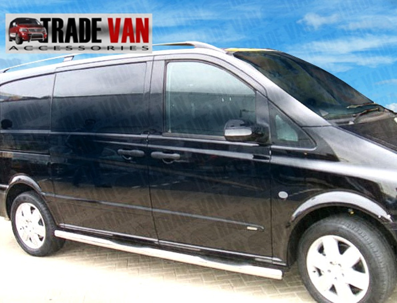 70mm Chunky Side Bars 4 Steps B2 Mercedes Vito Van Viano EX LONG