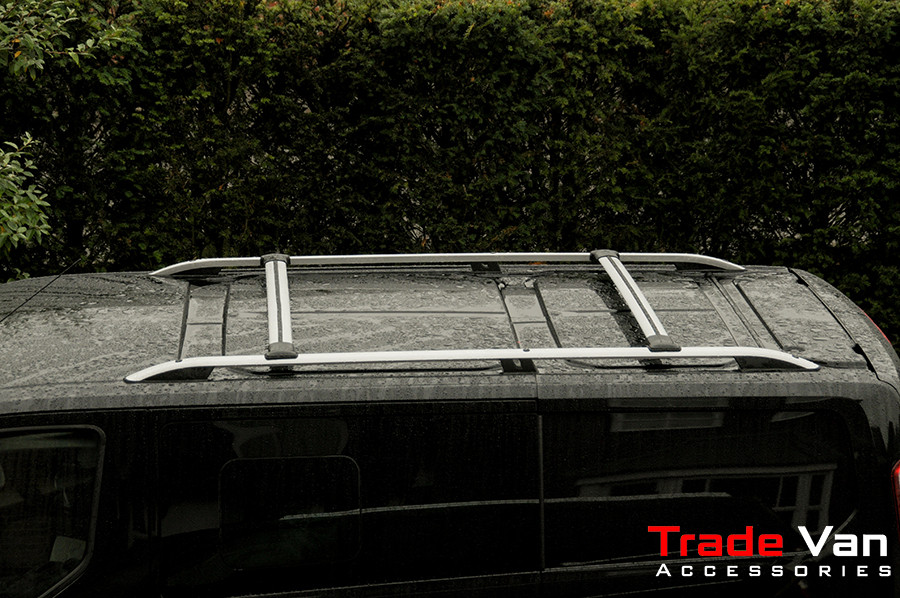 VW Transporter T7 LWB Roof Rail and Cross Bar Rack Set Silver with Load ...