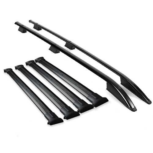 Ford Transit Custom LWB Spartan Roof Rail and 4 Cross Bar Rack Set Black with load stops 2013