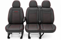 Ford Custom Premium Seat Covers 2013-2023 Black with Red Stitching 