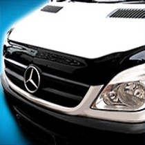 Our Grey Dark Smoke look Bonnet Bug and Insect Shield transforms the Front Styling of your Mercedes Sprinter Van
We use the highest quality materials for our front bonnet bug and insect shields.