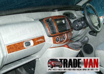 Vauxhall Vivaro Dash Kit in Mahogany wood look. Renault Trafic Dashboadr and Primastar Dash kits use the same model and part number as Vauxhall Vivaro Dashboard accessories.