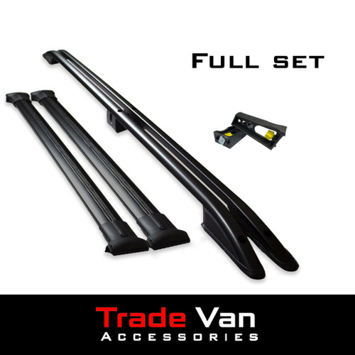 Fiat Scudo 2022+ SWB L1 Roof Rail and Two Cross Bar Rack Set With Load Stops | Black
