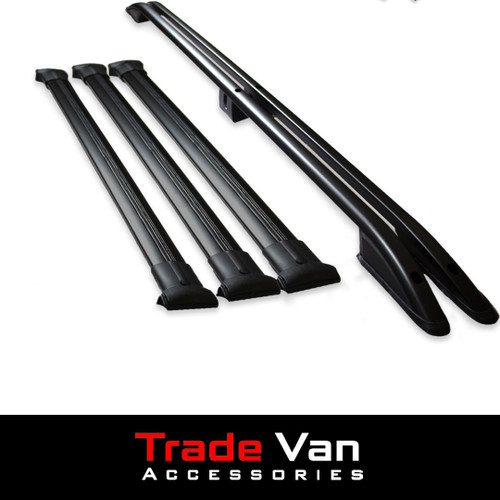 Fiat Scudo 2022+ LWB L2 Roof Rail and 3 Cross Bar Rack Set | Black