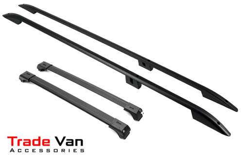 Ford Transit Custom 2012-23 SWB Roof Rail and Lockable Atlas V1 2 Bar Cross Bar Rack Set | Black