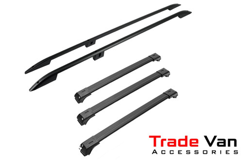 Toyota Proace 2017+ L2 MWB | Roof Rail and 3 Lockable Cross Bar Roof Rack Set | Black