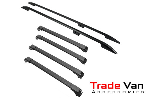 Toyota Proace 2017+ L2 MWB | Roof Rail and Lockable Atlas V1 | 4 Bar Cross Bar Rack Set | Black
