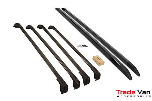 Tourer Flush Lockable 4 Bar Roof Rack Set | Ford Transit Custom 2012-23 LWB | Black