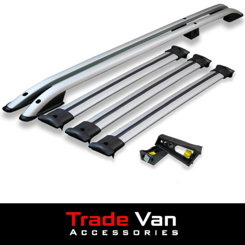 VW Caddy Maxi 2004-20 LWB Roof Rail and 3 Cross Bar Rack Set Silver with Load Stops
