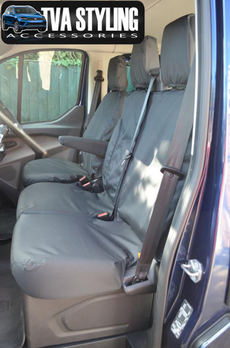UK Custom Covers Leatherette Seat Covers For Ford Transit Custom Crew Cab (2013-2023) – Black, Full Set (6 Seats)
