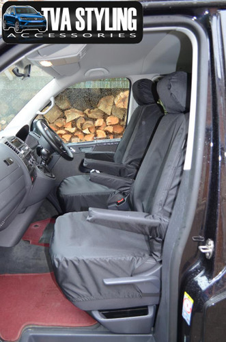 VW T5 Transporter Seat Covers 2003-2009 Front Seats SET1 BLACK
