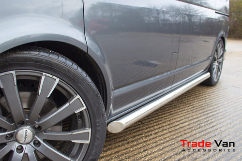 VW T5 / T6 Sport Side Bars Slash Cut Stainless Steel Tube 76mm 