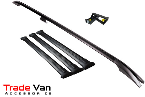 Mercedes Vito W639 2003+ M-LWB Roof Rail and Three Cross Bar Rack Set With Load Stops | Black